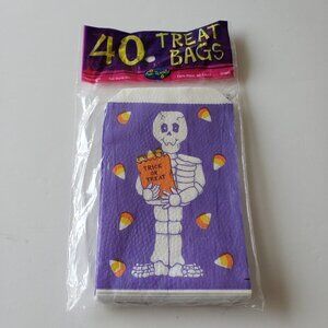 Vintage - 40 Paper Skeleton Trick or Treat Candy Corn Treat Bags Halloween